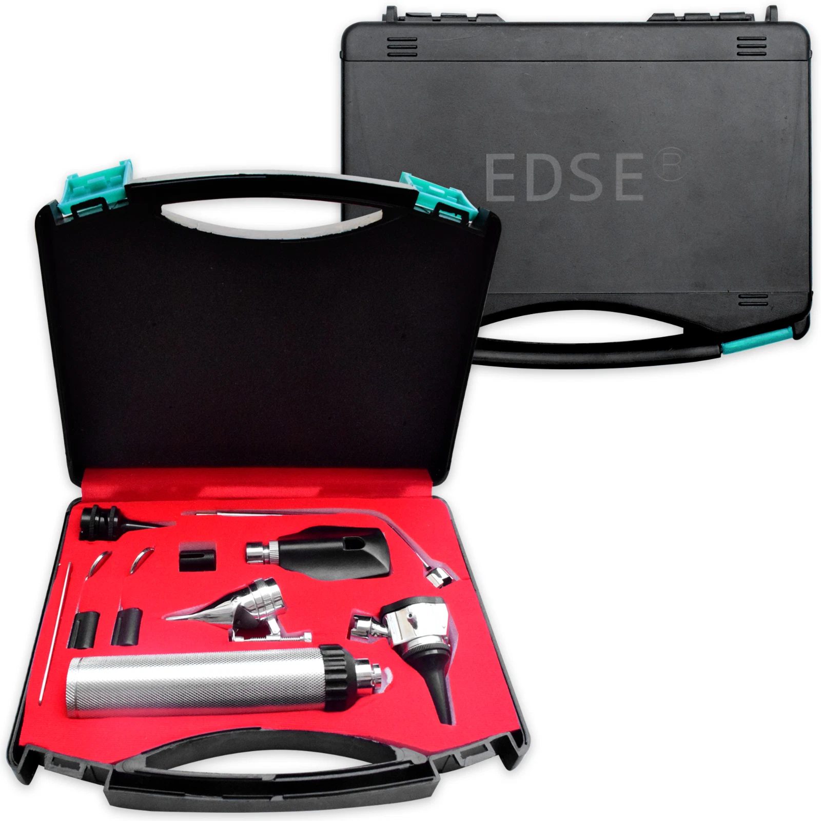 EDSE 11-piece ENT diagnostic set with otoscope, ophthalmoscope, nasal speculum and laryngeal mirrors, main product view