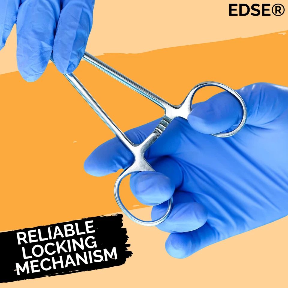 EDSE curved 8.8cm mosquito artery forceps with ratchet lock, main product view